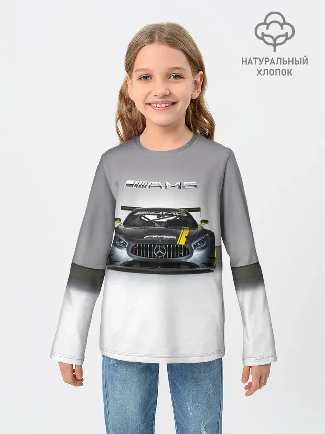 Детский лонгслив с принтом «Merсedes — AMG Motorsport»