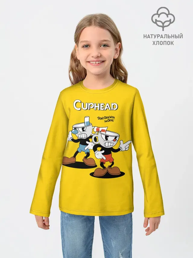 Детский лонгслив с принтом «Cuphead»