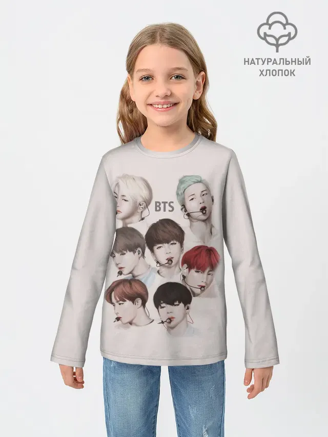 Детский лонгслив с принтом «BTS»