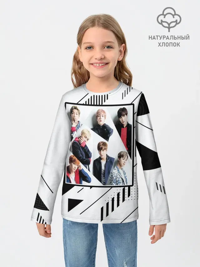 Детский лонгслив с принтом «BTS»