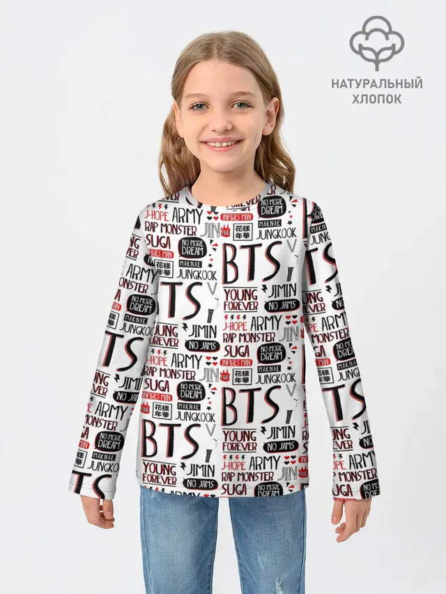 Детский лонгслив с принтом «BTS — BTS Collage»