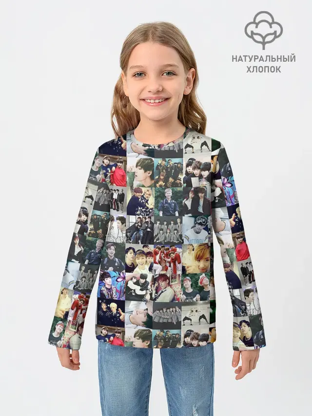 Детский лонгслив с принтом «BTS — BTS Collage»