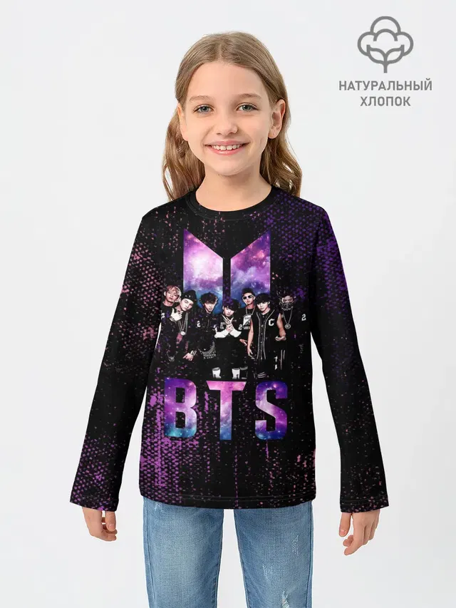 Детский лонгслив с принтом «BTS»