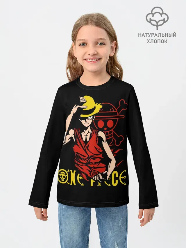 Детский лонгслив с принтом «Ван Пис — One Piece мое почтение»