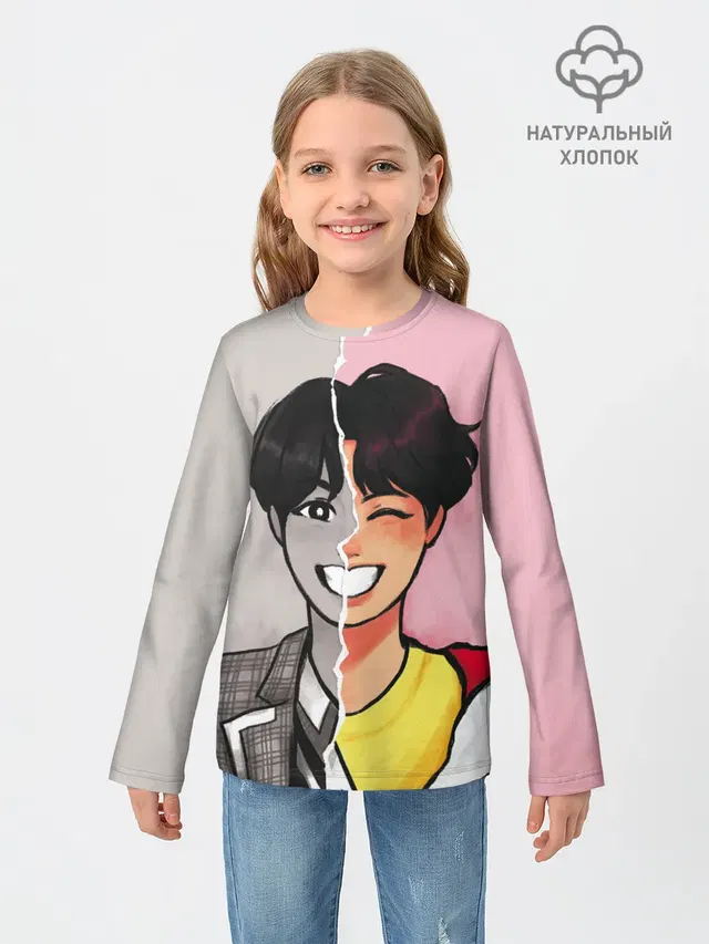 Детский лонгслив с принтом «BTS — K-Pop»