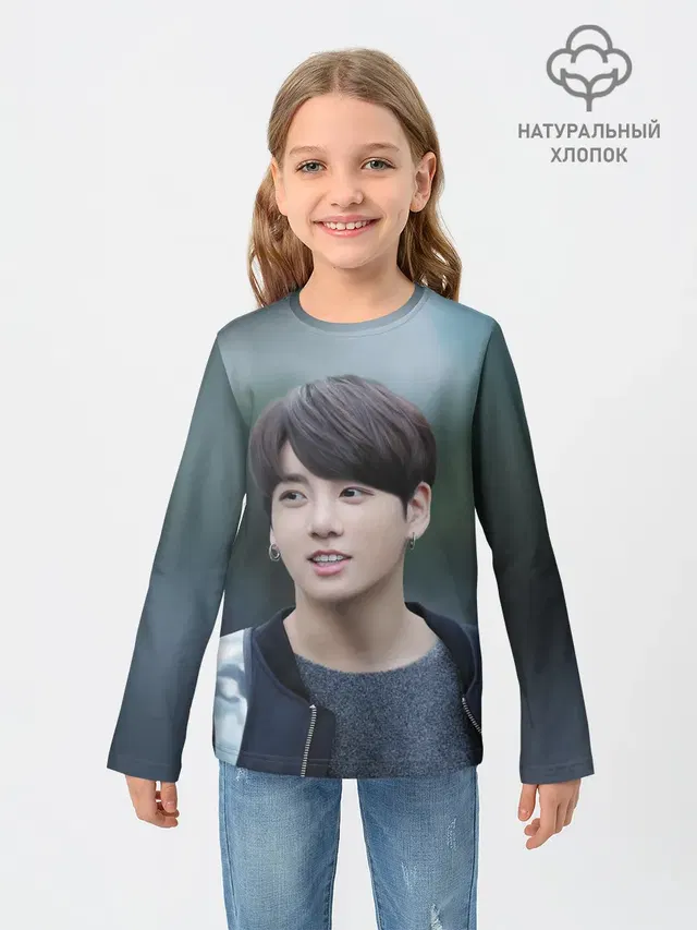 Детский лонгслив с принтом «BTS — Корейский Поп»