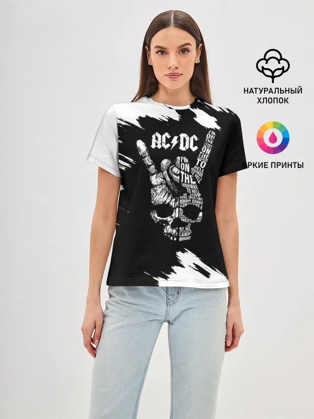 Женская базовая футболка с принтом «Rock hand»