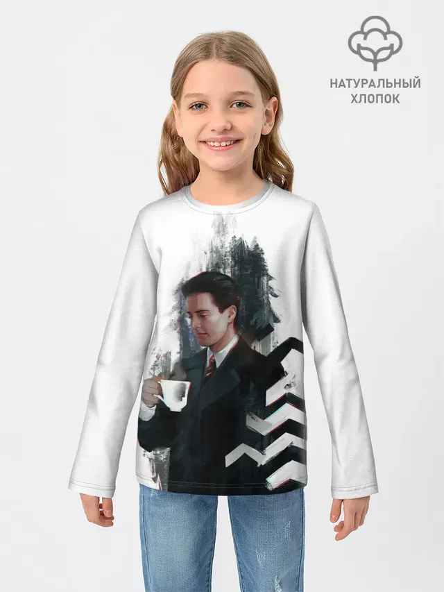 Детский лонгслив с принтом «Дейл Купер — Twin Peaks»