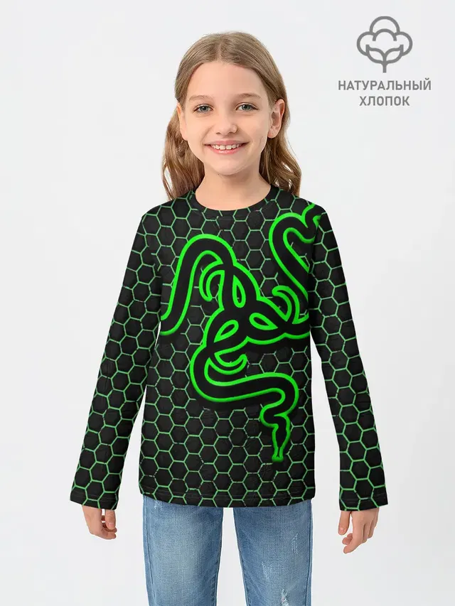 Детский лонгслив с принтом «Разные игры — RAZER»