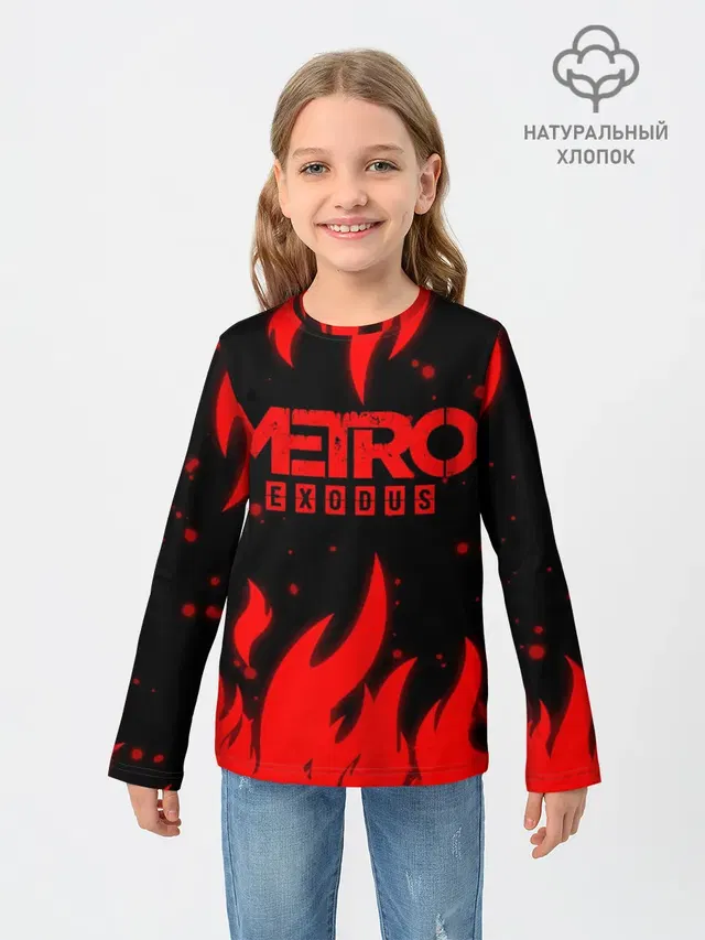 Детский лонгслив с принтом «Flame — METRO»