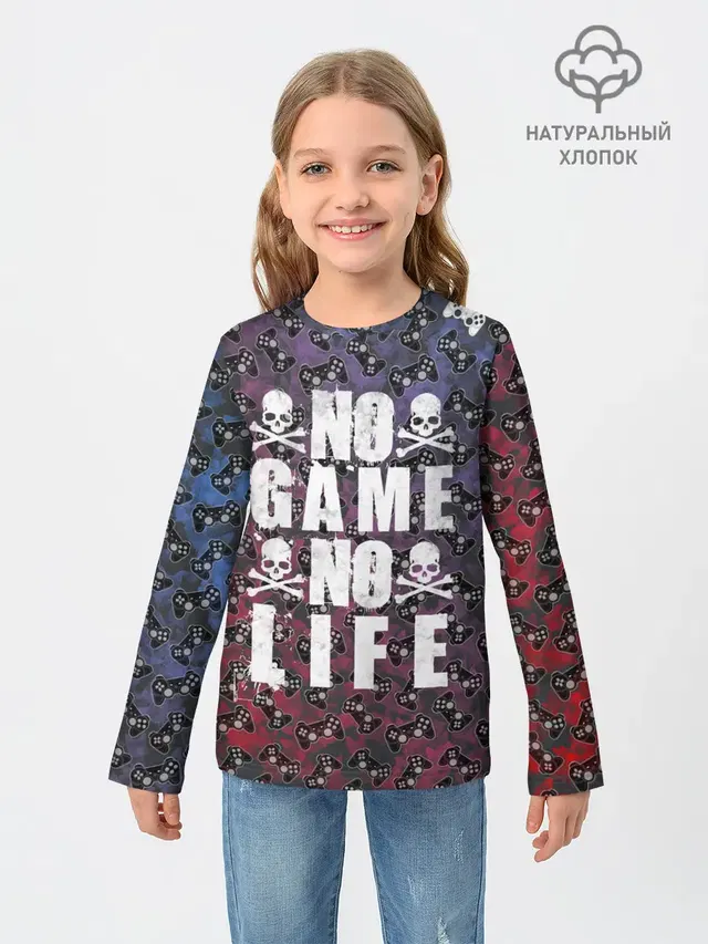 Детский лонгслив с принтом «Игры — No Game No Life»