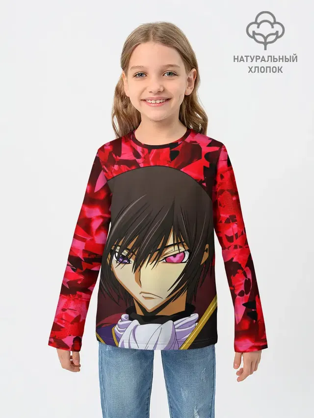 Детский лонгслив с принтом «Code Geass — GODE GEASS textured»