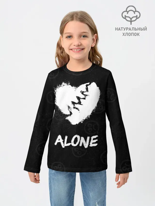 Детский лонгслив с принтом «Alone»