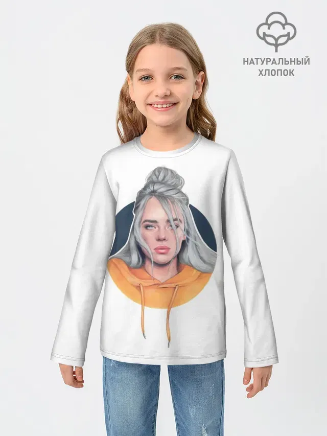 Детский лонгслив с принтом «Billie Eilish — Billie Eilish art 1»