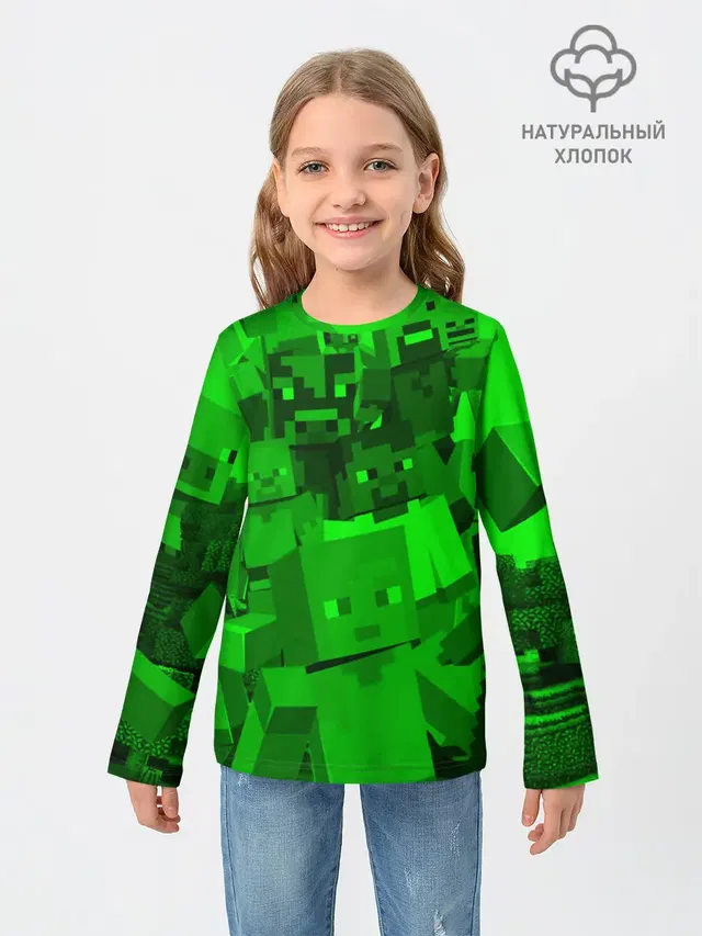 Детский лонгслив с принтом «Майнкрафт — MINECRAFT GAME»