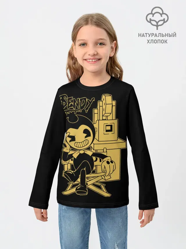 Детский лонгслив с принтом «Bendy»