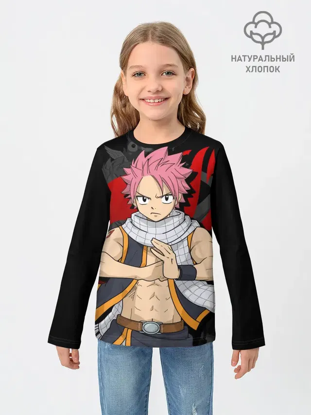 Детский лонгслив с принтом «Хвост Феи — Fairy Tail, Нацу»
