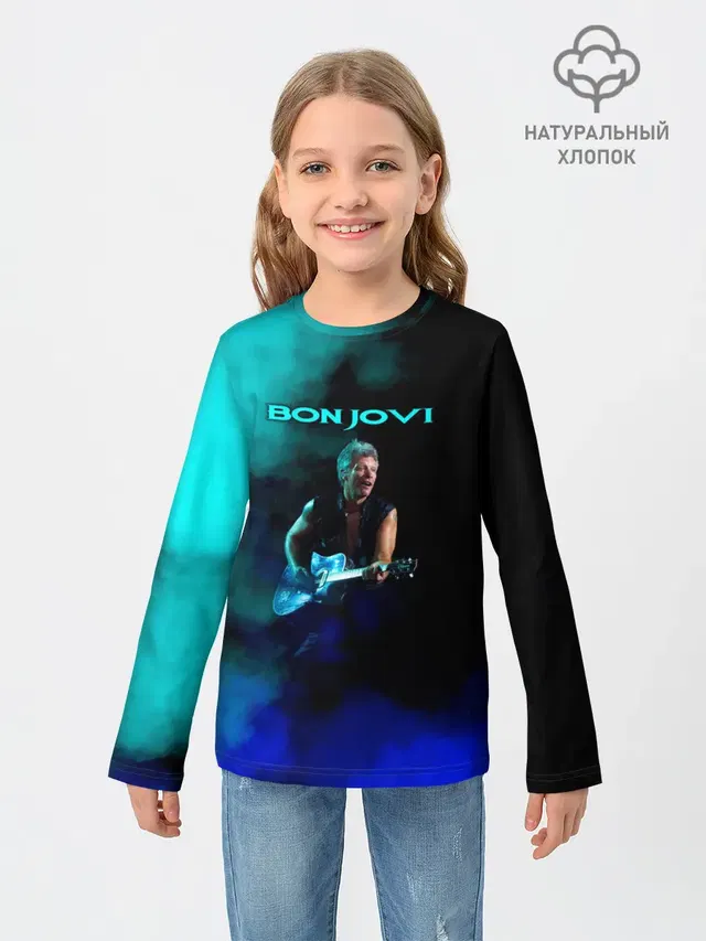 Детский лонгслив с принтом «Bon Jovi»