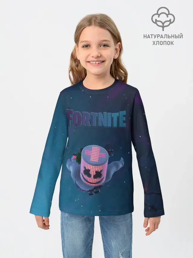 Детский лонгслив с принтом «Фортнайт — Fortnite x Marshmello»