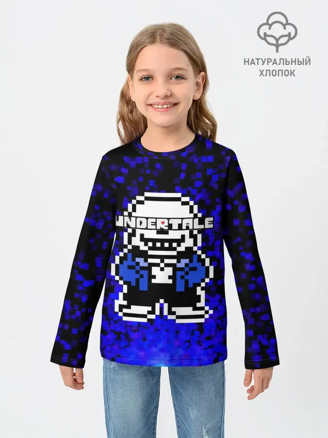 Детский лонгслив с принтом «Pixel art»