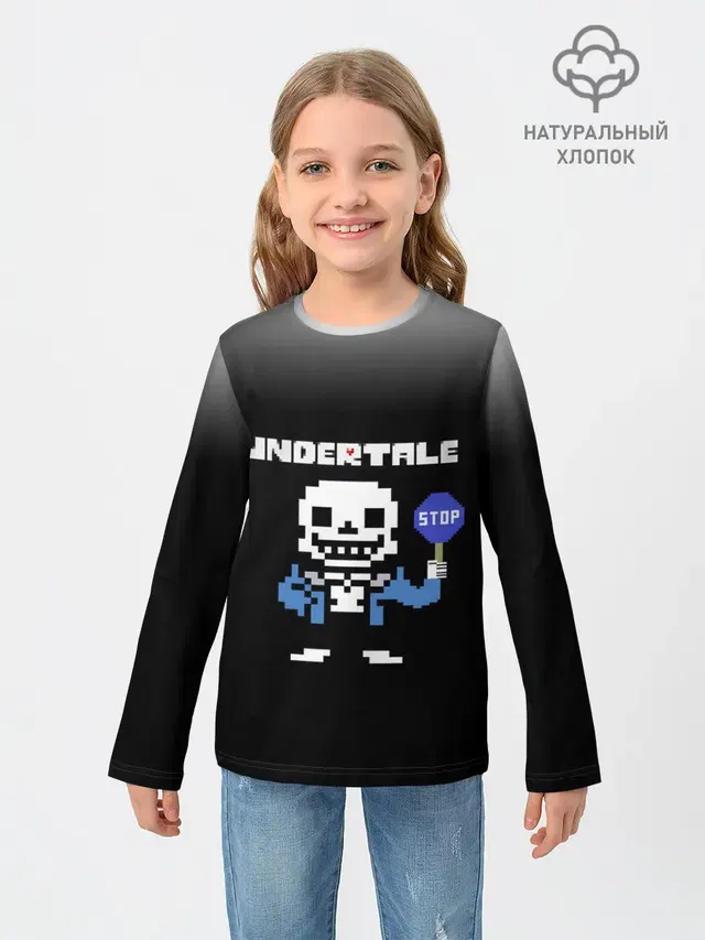 Детский лонгслив с принтом «Undertale STOP.»