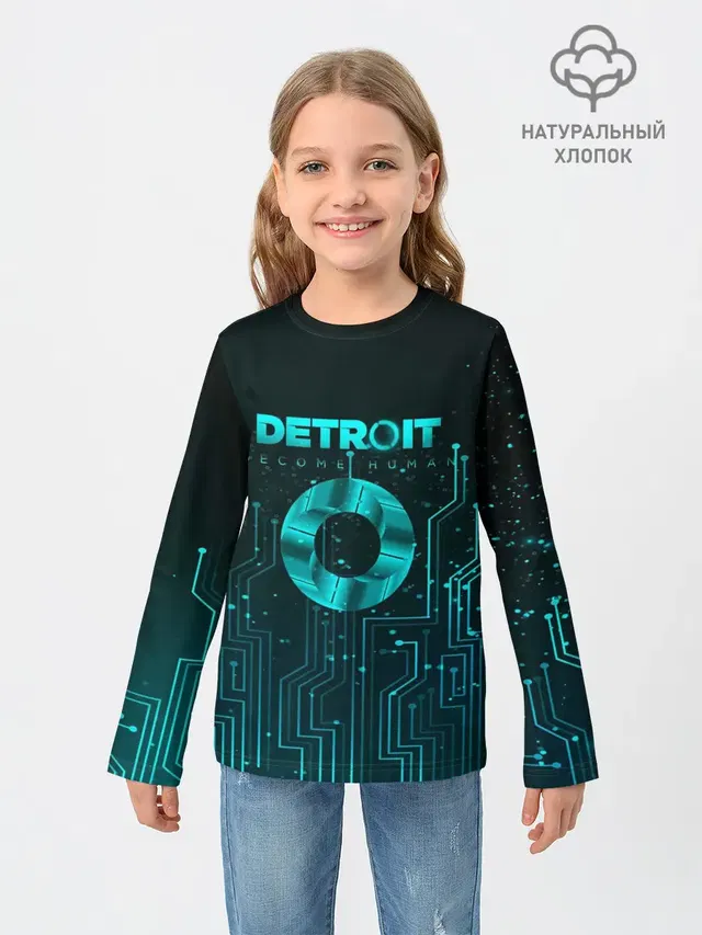 Детский лонгслив с принтом «Circuitry — Detroit: Вecome Human»