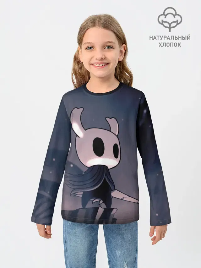 Детский лонгслив с принтом «Nail — Рыцарь - HOLLOW KNIGHT»