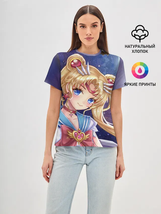 Женская базовая футболка с принтом «Sailor Moon»