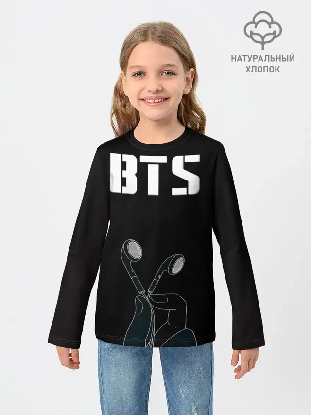 Детский лонгслив с принтом «BTS»