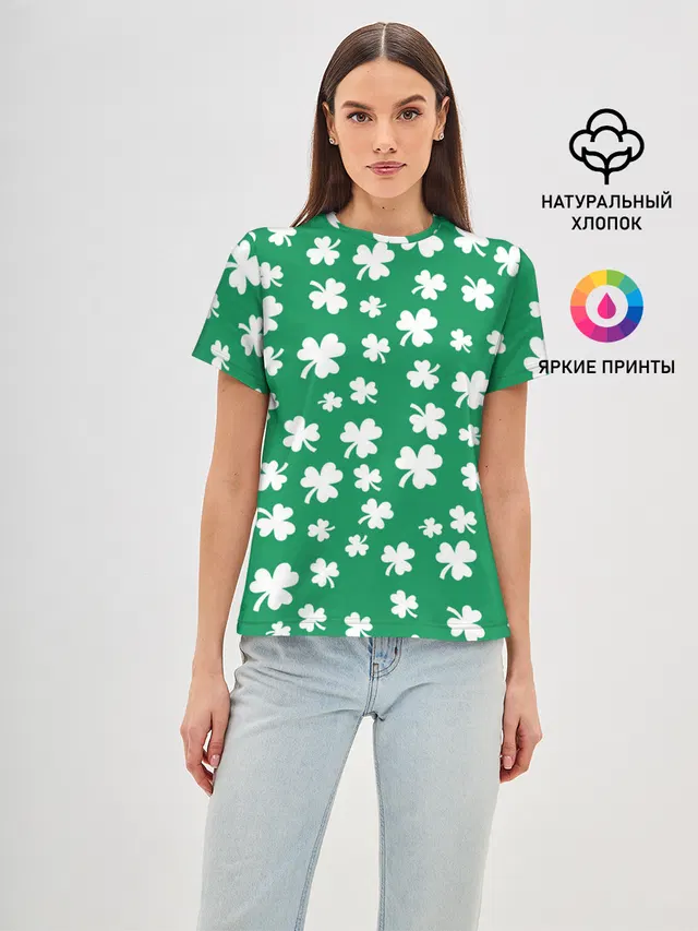 Женская базовая футболка с принтом «День святого Патрика — ST. PATRICKS DAY»