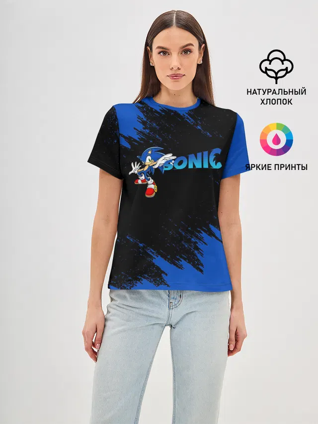 Женская базовая футболка с принтом «Sonic logo»