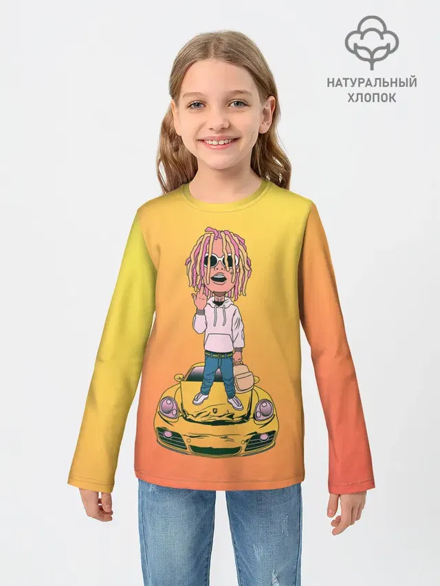 Детский лонгслив с принтом «Lil Pump — Lil Pump - Flex Like Ouu»
