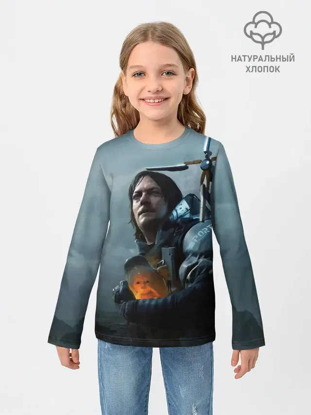 Детский лонгслив с принтом «Death Stranding — Сэм - DEATH STRANDING»