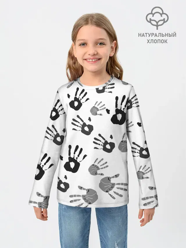 Детский лонгслив с принтом «Hands»