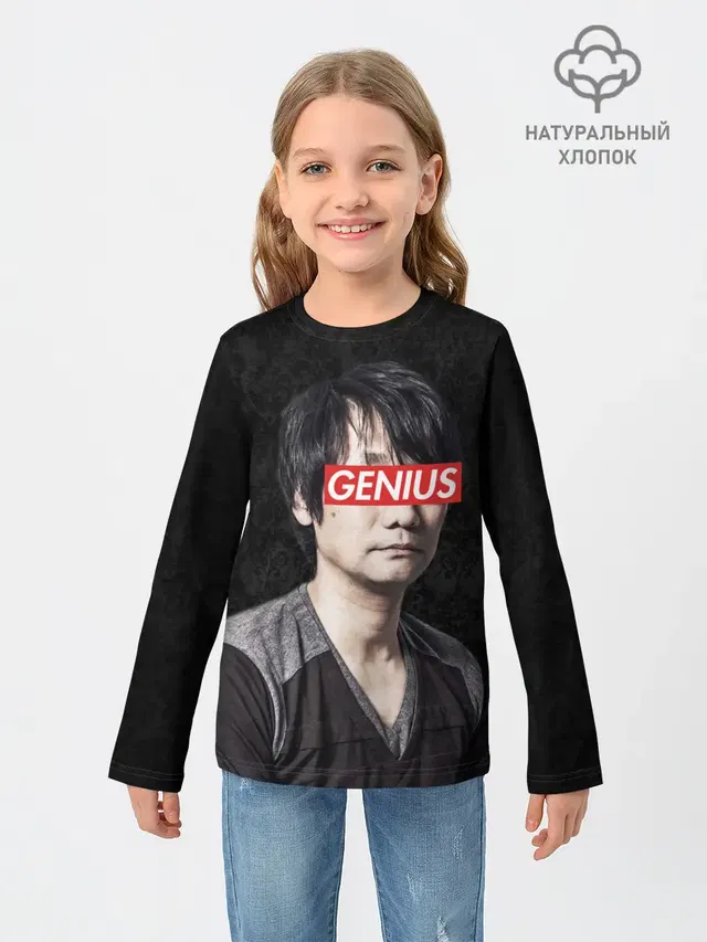 Детский лонгслив с принтом «Kojima GENIUS»