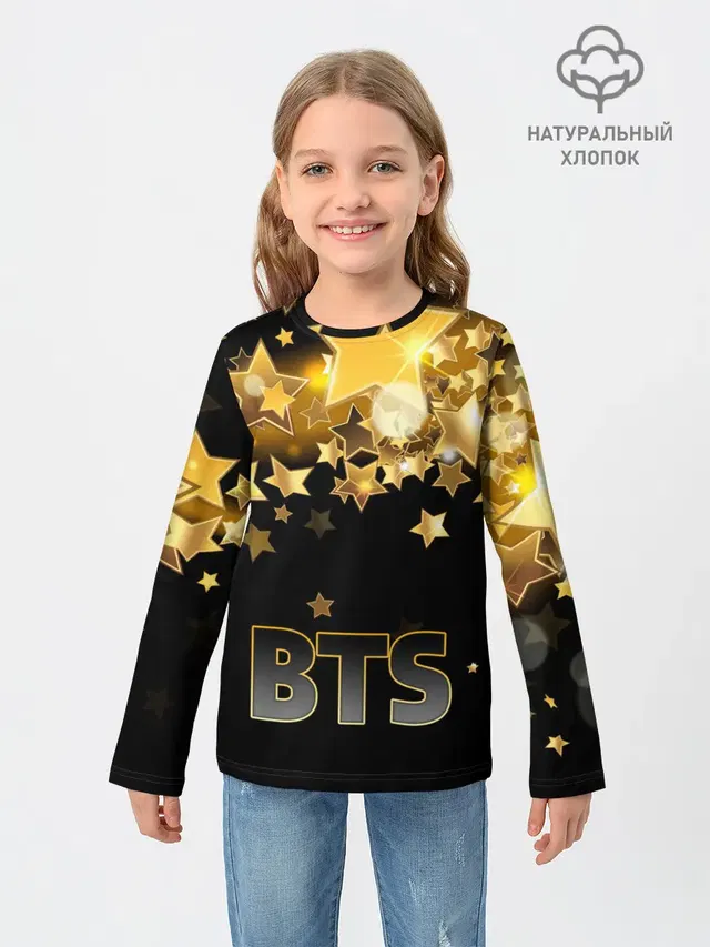 Детский лонгслив с принтом «BTS — РЮКЗАК BTS»