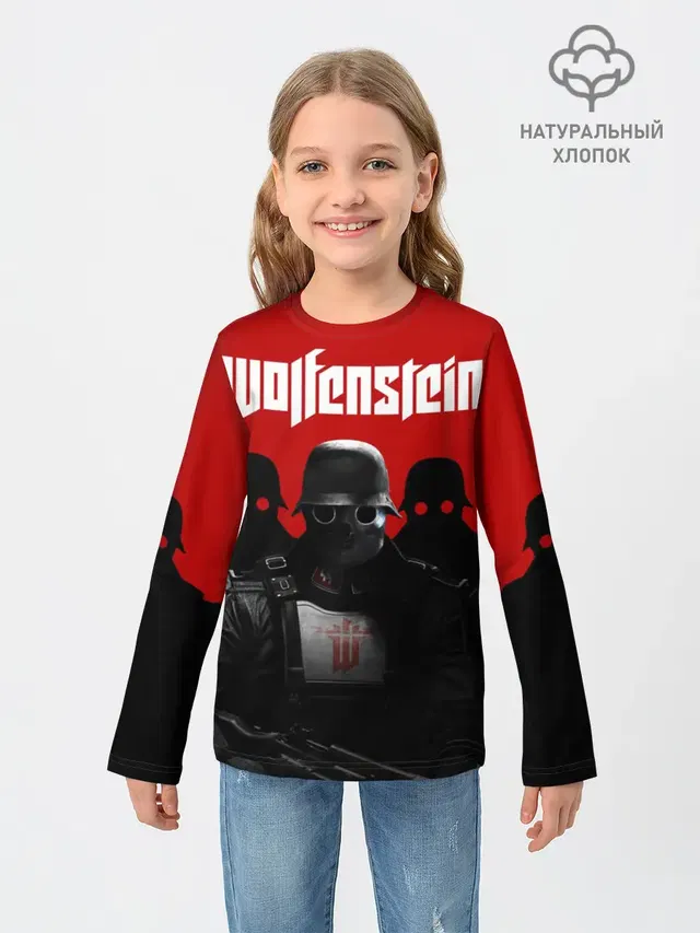 Детский лонгслив с принтом «Wolfenstein»