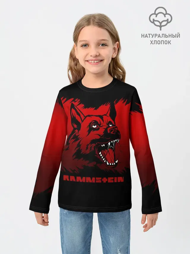 Детский лонгслив с принтом «Rammstein — Rammstein dog»
