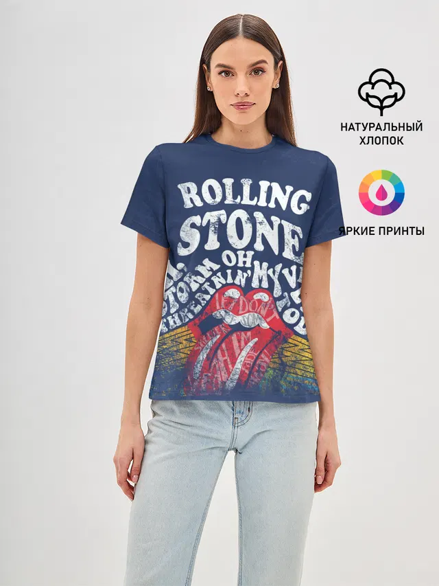 Женская базовая футболка с принтом «Rolling Stones — Rolling Stone»