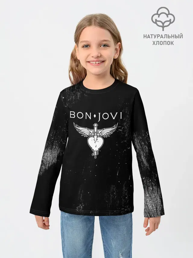 Детский лонгслив с принтом «Jon Bon Jovi»