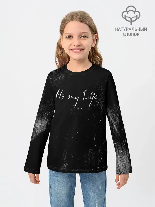 Детский лонгслив с принтом «Its My Life»