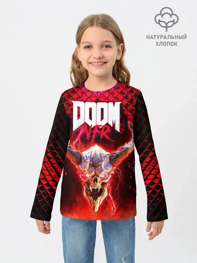 Детский лонгслив с принтом «Дум — Doom Enternal»