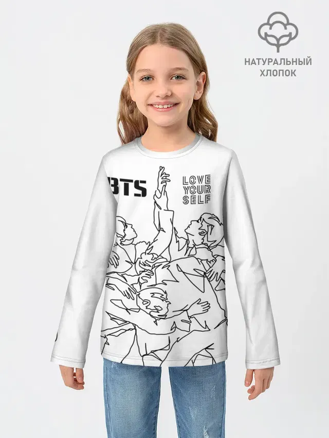 Детский лонгслив с принтом «BTS»