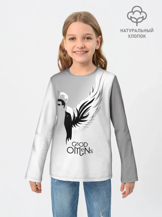 Детский лонгслив с принтом «Благие знамения — Good Omens»