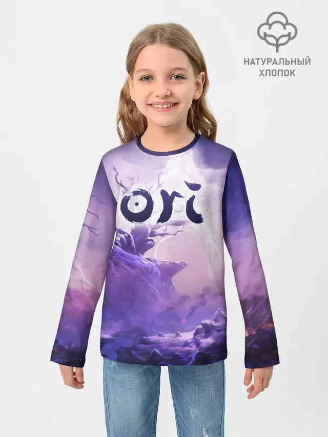 Детский лонгслив с принтом «Разные игры — ORI»