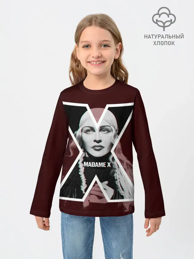 Детский лонгслив с принтом «Поп музыка и R&B — MADAMEX»