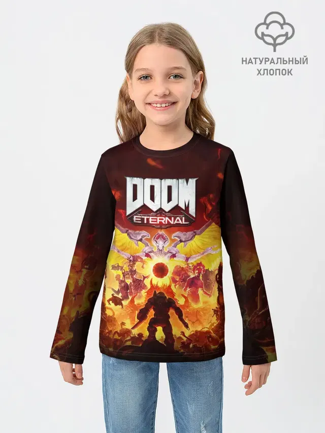 Детский лонгслив с принтом «Дум — DOOM Eternal»