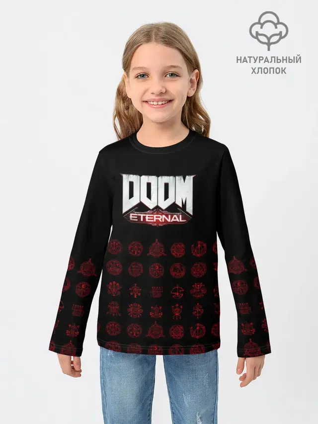 Детский лонгслив с принтом «Дум — DOOM Eternal»