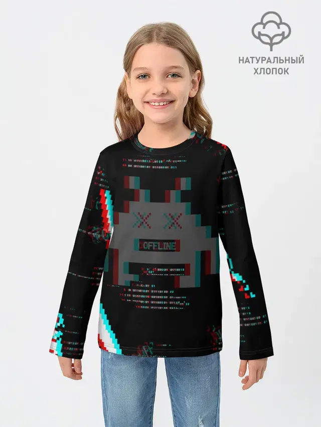 Детский лонгслив с принтом «Binary code — WATCH DOGS DED SEC»