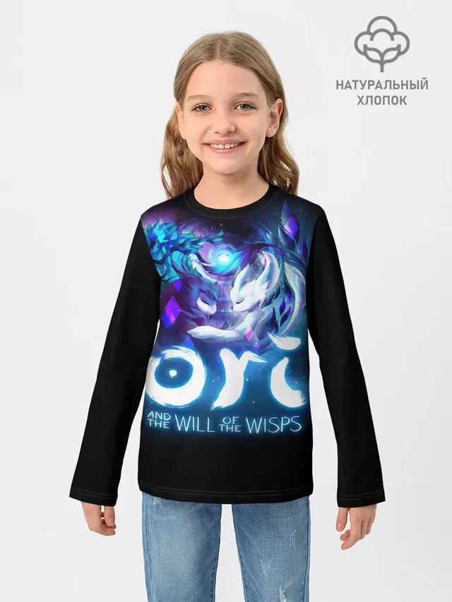 Детский лонгслив с принтом «Ori and the will of the wisps — Ori and the Blind Forest»
